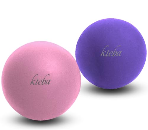 Kieba Massage Lacrosse Balls for Myofascial Release, Trigger Point Therapy, Muscle Knots, and Yoga Therapy. Set of 2 Firm Balls (Pink and Purple) - color: Pink and Purple