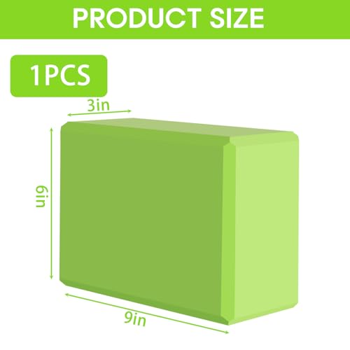 Yoga Block - Supportive Latex-Free Eva Foam - Soft Non-Slip Surface with Beveled Edges for Yoga, Pilates, Meditation - Yoga Accessories for Stability, Balance, Deepen Stretches - color: Grass green