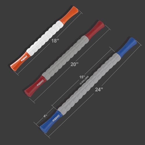 Muscle Roller Massage Roller Stick- Deep Tissue Fascia Blaster for Myofascial Pain Relief, Lymphatic Drainage & Body Sculpting, Handheld Physical Therapy & Recovery Tool(Orange White) - color: Orange White
