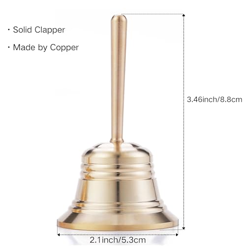 Small Solid Brass Hand Call Bell for Dinner Teacher Handbell (M) - size: Medium