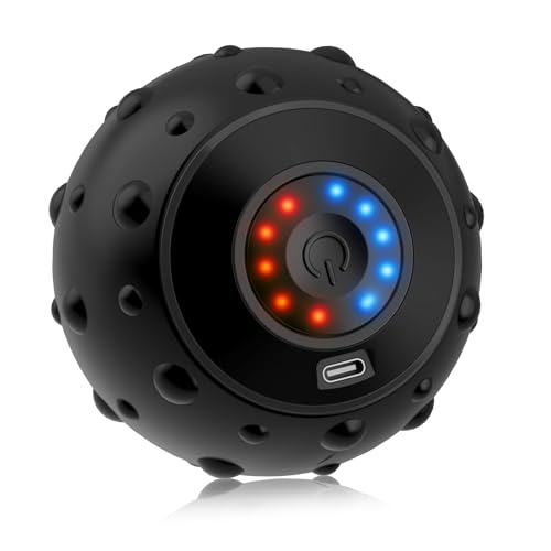 Uppye 5 Speed High Intensity Vibrating Massage Ball with USB Charging for Muscle and Deep Tissue, Plantar Fasciitis Pain Relief, Myofascial Release and Trigger Point Treatment for Back - color: Black