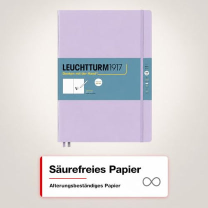 Leuchtturm1917 - Master A4 Hardcover Sketchbook (Lilac) - 112 Pages of 150g/m² Paper | 112 pages, thread binding, acid-free, folding case, lilac, drawing card, developed in Germany - color: Lilac, size: Master (A4+)
