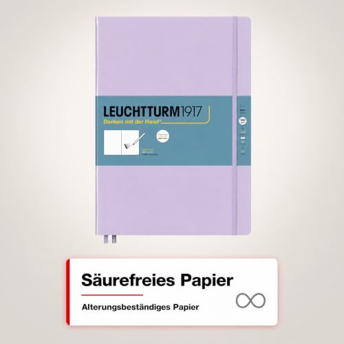 Leuchtturm1917 - Master A4 Hardcover Sketchbook (Lilac) - 112 Pages of 150g/m² Paper | 112 pages, thread binding, acid-free, folding case, lilac, drawing card, developed in Germany - color: Lilac, size: Master (A4+)