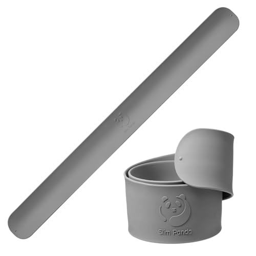 Slim Panda Yoga Mat Strap Slap Band, One Snap Keeps Mats Tightly Rolled, Heavy-Duty Clasp Fits Most Size Mats(24" L X 2" W) - color: Grey