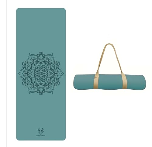 4.5mm Non Slip Yoga Mat with Strap, PU Top & Rubber Base Exercise Mat for Yoga, Pilates, Hot Yoga, Fitness, Stretching & Home Workout