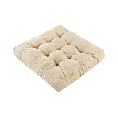 Meditation Floor Cushions, Thickened Floor Pillow for Adults, Large Square Pillows Seat Cushion for Tatami Living Room Yoga, Memory Sponge Block Added, 22x22 Inch, Beige - color: Beige, size: 1pcs