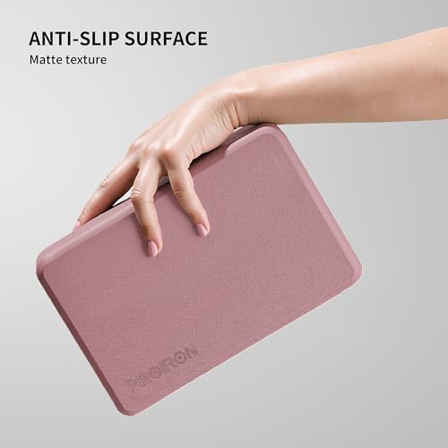 PROIRON Yoga Blocks, 2 Pack Supportive High Density Premium Eva Foam, Soft Non-Slip Surface with Curved Edges Stretch Blocks For Yoga, Pilates, Stretching - color: Smoky Pink