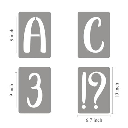 9 Inch Letter Stencils for Painting - 42 Pack Alphabet Letter Number Templates with Signs, Reusable Plastic Alphabet Stencils for Chalkboard Fabric Rock Wood Crafts Painting - size: 9 Inch