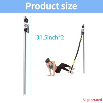 Resistance Band Wall Anchor,Gym Resistance Bands,djustable Workout Wall Anchor System,for Resistance Band Exercises,with 2 Rail and 2 Rail Car,Easy Installation(double set,No Resistance Bands)