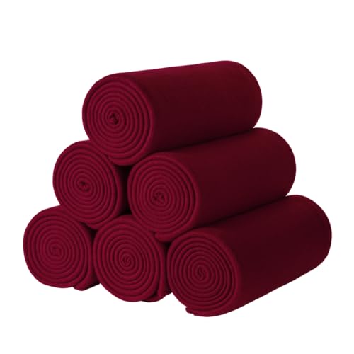 CAI TENG Fleece Throw Blanket 6 Pack Blankets Bulk Soft Lightweight Kid Blanket Cozy Small Blanket 50 x 60 Solid Pet-Friendly Bed Sofa Couch Fleece Fabric Travel Wedding Outdoor Burgundy - color: Burgundy