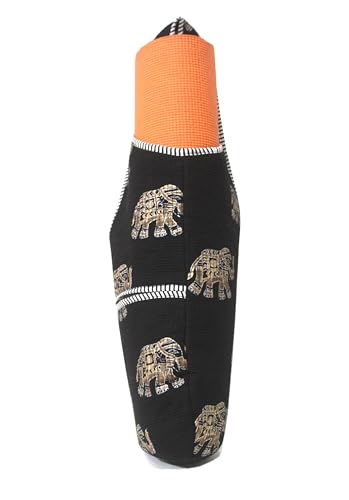 INDIAN CRAFT CASTLE Yoga Mat Bag | Tote Mat Bag | Sling Yoga Tote w/Large Side Pocket & Zipper Pocket | Yoga Mat Carrier Fits Most Size Mats - color: Black & Brown