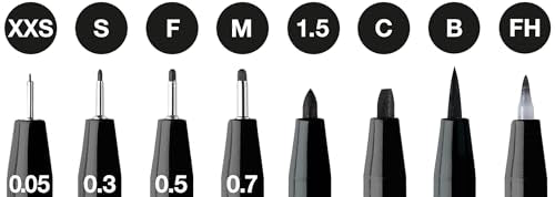 Faber-Castell PITT Artist Pen India Ink Pen - wallet of 8 - colour 199 black - XXS, S, F, M, B, C, 1.5, Fude Hard, (167158) (Pack of 2) - size: 8 Count (Pack of 2)