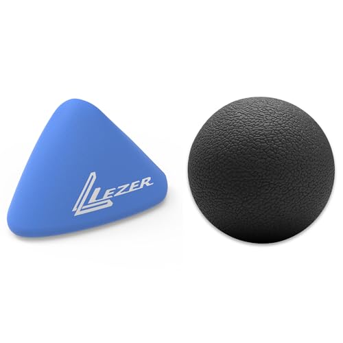 LEZER, Trigger Massage Point, Manual Massage Ball, Muscle Knots Relief Tool, Myofascial Release, Physical Therapy, Plantar Fasciitis, Set of 2 (Blue Trigger and Black Ball) - style: 08 - Trigger Blue + Hard Ball