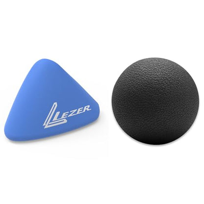 LEZER, Trigger Massage Point, Manual Massage Ball, Muscle Knots Relief Tool, Myofascial Release, Physical Therapy, Plantar Fasciitis, Set of 2 (Blue Trigger and Black Ball) - style: 08 - Trigger Blue + Hard Ball