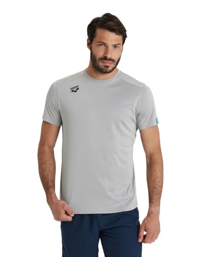 Arena Unisex Adult Team Solid Crew Neck T-Shirt Short Sleeve Quick Dry Athletic Lightweight Top - color: Medium Gray Heather, size: Large
