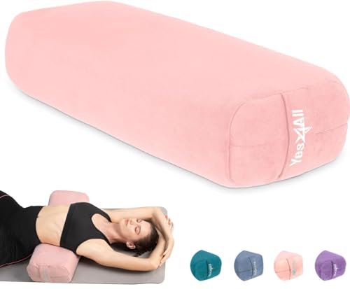 Yes4All Triple-Layer Sponge Yoga Bolster Pillow for Restorative Yoga & Meditation - Versatile Yoga Support Pillow, Balance & Poses Modification - color: C. Rose