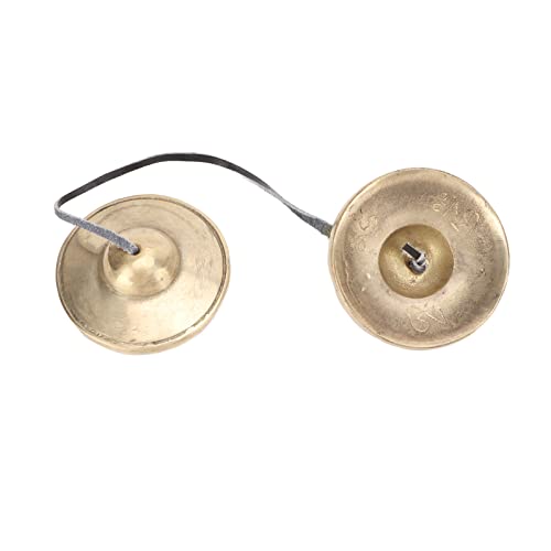 Tibetan Tingsha Cymbals, Brass 2.7in Strong Sound Penetration Meditation Chime Bells Auspicious Symbols Restoring Clarity Mind Lightweight Portable Tingsha Cymbals Bells for Percussion Instrument