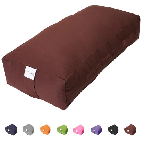 Pranayama Yoga Bolster Meditation Pillow - color: Brown, size: Rectangular 28" x 12" x 8"