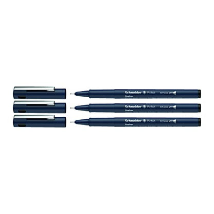 Schneider Pictus Fineliner, Wallet, x3, Assorted Sizes, Black Ink (197593)