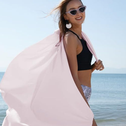 Rainleaf Microfiber Towel Quick Dry Camping & Travel & Gym Towel. Compact - color: Pale Pink, size: 40.00" x 20.00"