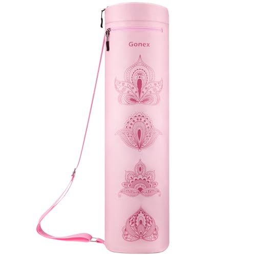 Gonex Yoga Mat Bag, Full-Zip Mat Carrier | 600D Oxford Fabric, Wet Pocket, Front Zip Pocket, Adjustable Strap, Fits Mats up to 26" - color: Pink