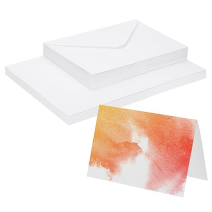 PATIKIL 80 Sets Pure Cotton Watercolor Cards 140lb/300 GSM Postcards with Envelopes for Art Painting Creative Thank Notes, 5x7 Inch Foldable Size