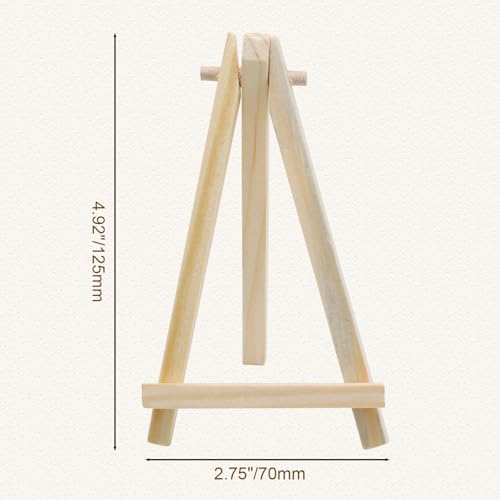 Mini Wood Easel Stand, 5 Inch, 12 Pack | Tripod Easel Stand, For Holding Small Canvases, For Photos, For Business Cards