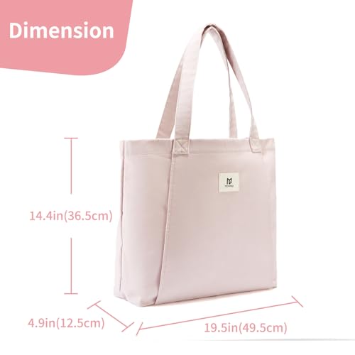 Moyaqi Canvas Tote Bag with Yoga Mat Carrier Pocket Carryall Shoulder Bag for Office, Workout, Pilates, Travel, Beach and Gym - color: Light Pink