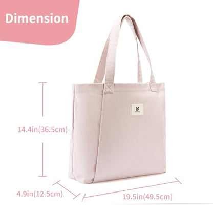 Moyaqi Canvas Tote Bag with Yoga Mat Carrier Pocket Carryall Shoulder Bag for Office, Workout, Pilates, Travel, Beach and Gym - color: Light Pink