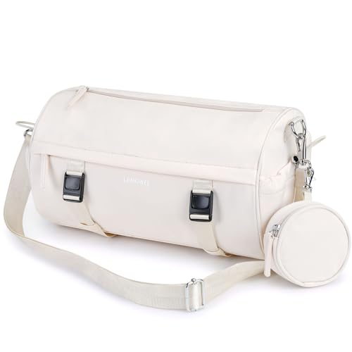 Small Gym Bag for Women Men, 15L Sports Workout Bag with Wet Pocket and Yoga Mat Holder, Lightweight & Water-Resistant Mini Travel Duffle Bag (Beige) - color: Beige