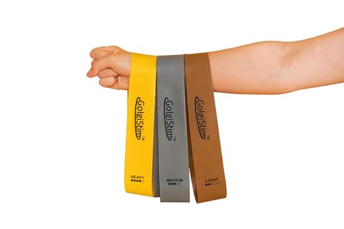 3 Pack Resistance Bands Set - Gold/Silver/Bronze Power Bands for Workouts, Exercise, Strength Training, Pull Up Assist, Physical Therapy & Home Gym - Fitness Bands by GolgiStim