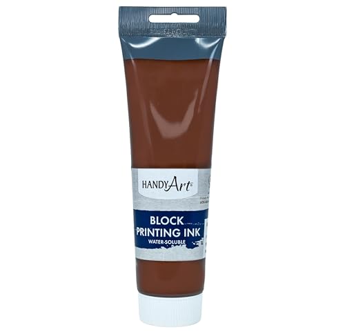 Handy Art Block Printing Ink, Brown, 5 oz Tube, Water-Soluble | Highly Pigmented Vibrant Opaque Color with Superior Transfer Tack, Water Soluble, Certified Safe & AP Non-Toxic, Made in USA - color: Brown, size: 5 Fl Oz