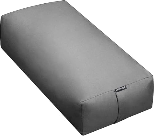 엑스트라 펌 라지 요가 볼스터, 61 x 30.5 x 15.2cm(24 x 12 x 6인치) 신치 또는 지퍼 요가 베개, 스튜디오용 탈착식 커버가 있는 직사각형 면 쿠션, 1팩 또는 2팩 - color: 쿨 그레이 - 지퍼 커버, size: 1팩