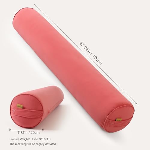Body Pillow for Adults,Long Round Pillow,Big Cylindrical Pillow,Large Full Bolster Pillows for Side Sleepers (Coral Peach, 47.24"*7.87") - color: Coral Peach, size: 47.24"*7.87"
