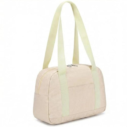 Mini Gym Bag for Women Girl 12 inch Small Gym Tote Lightweight Carry On Bag - color: Beige