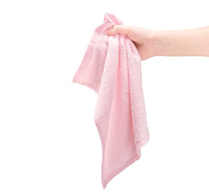 Washcloths 12 Pack 13" x 13" - Soft Wash Cloths for Your Face Towel, Wash Cloths for Your Body (White+Pink) - color: White+pink