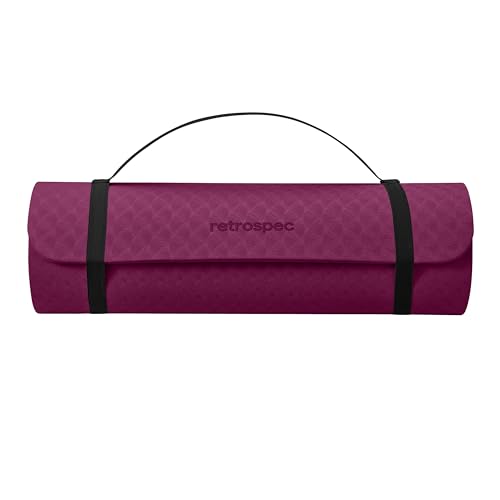 Retrospec Zuma 1/2" Yoga Mat Non Slip Exercise Mat For Pilates, Workout | 72x24x1/2", Gym Mat, Yoga Mat Strap, TPE Yoga Mat, Eco Friendly, Elastic Memory Foam, Moisture Resistant, BPA, Latex Free - color: Boysenberry