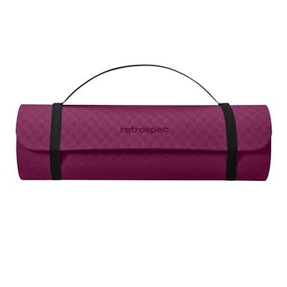 Retrospec Zuma 1/2" Yoga Mat Non Slip Exercise Mat For Pilates, Workout | 72x24x1/2", Gym Mat, Yoga Mat Strap, TPE Yoga Mat, Eco Friendly, Elastic Memory Foam, Moisture Resistant, BPA, Latex Free - color: Boysenberry