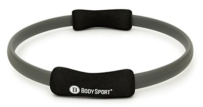 Body Sport Pilates Ring with Foam Padded Grips to Sculpt the Thighs, Core, Arms and More,Gray