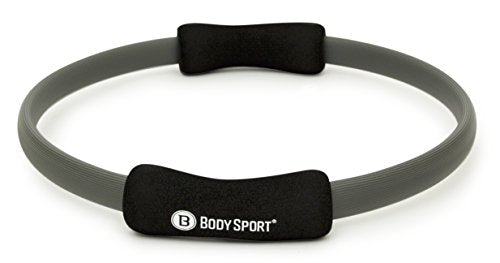 Body Sport Pilates Ring with Foam Padded Grips to Sculpt the Thighs, Core, Arms and More,Gray