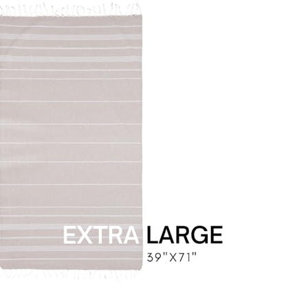 BAY LAUREL Turkish Beach Towel with Travel Bag 39 x 71 Quick Dry Sand Free Lightweight Large Oversized Towels Light - color: Beige With Plain Red Bag
