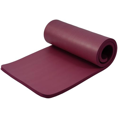 BalanceFrom 1-inch Thick 71x24 Inches Extra Thick Exercise Yoga Mat - color: Deep Wine