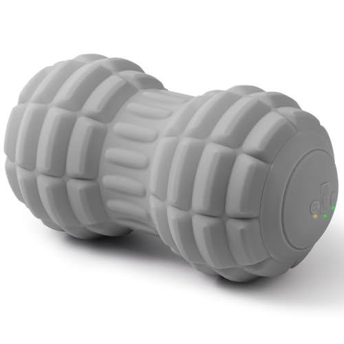 Vibrating Peanut Massage Ball - Silicone Trigger Point Roller for Back, Neck, Hip, Legs & Foot, Deep Tissue Mobility Ball - 7.9-Inch Double Textured Muscle Roller (Gray) - color: Grey