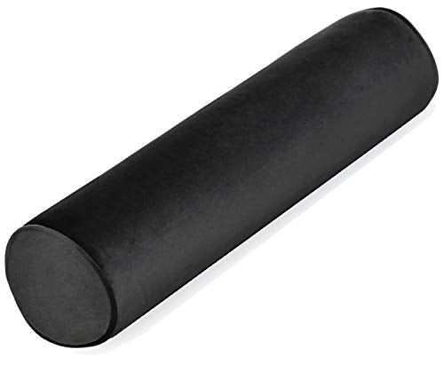 Tinbolunce Memory Foam Round Neck Pillow for Sleeping, Neck Pain Relief, Side Back Stomach Sleeper, Car or Office Chair Sofa,Cervical Bolster Length 24" x 6" Diameter (Black) - color: Black, size: 24X6