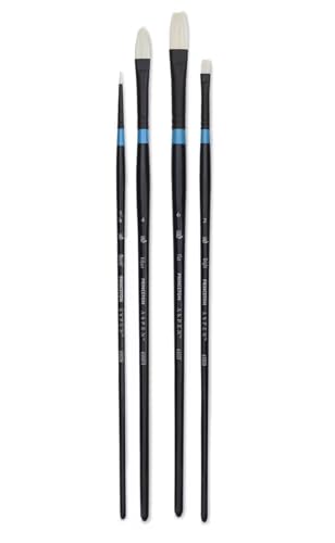Princeton Aspen Professional Paint Brush Set, 4-Piece Long Handle Synthetic Brushes with Medium-Stiff, No-Shedding Bristles for Acrylic, Oil & Water-Soluble Oil Painting