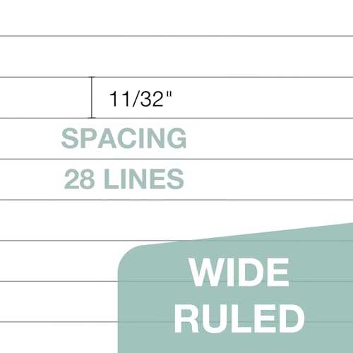 POPRUN Legal Pads, 8.5" x 11.75", 3 Pack, 50ct, 100 GSM, 11/32" Wide Ruled | Writing Notepads, White Thick Notebook Paper with Cardback, 28 Lined Each, Office, Home, Meeting Notes, School - size: Wide Ruled
