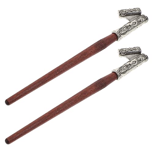 ULTNICE 2pcs Oblique Calligraphy Pen Holder, Alloy Fountain Dip Pen Holder for Writing, Ergonomic Grip, 6.88 Inch