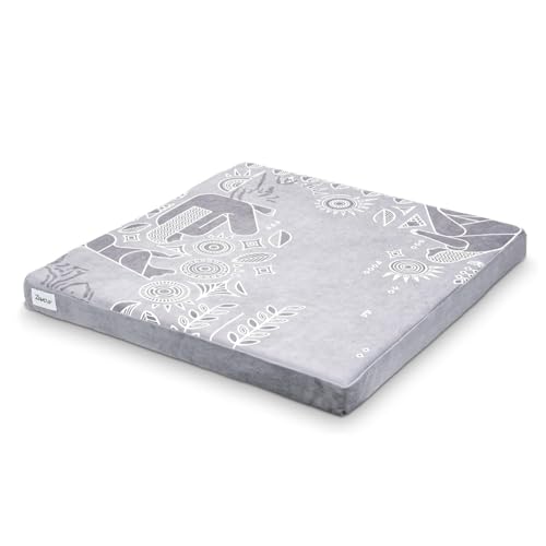 Zaveur Royal Court Meditation Mat With Velvet Cover - 24" x 24" Square Zabuton Thick Yoga Mat - Non Slip Exercise Mat for Home Workout - Thick Foam Exercise Floor Mat for Zafu or Bench - color: Gray