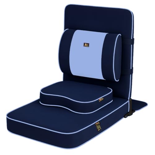 Friends Of Meditation Extra Large Meditation Chair | Floor Chair with Back Support | Yoga Chairs for Adults | Portable Folding Chair | Yoga Chair with Cushion & Meditation Block | Navy Blue | 24x22 in - color: Navy Blue