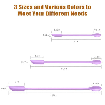 Silicone Spatula Set 6Pcs, Mini Jar Scraper for Makeup & Food | Mini spatulas reach every last drop in jars and bottles, reducing waste for food, cosmetics and personal care products. - color: Purple